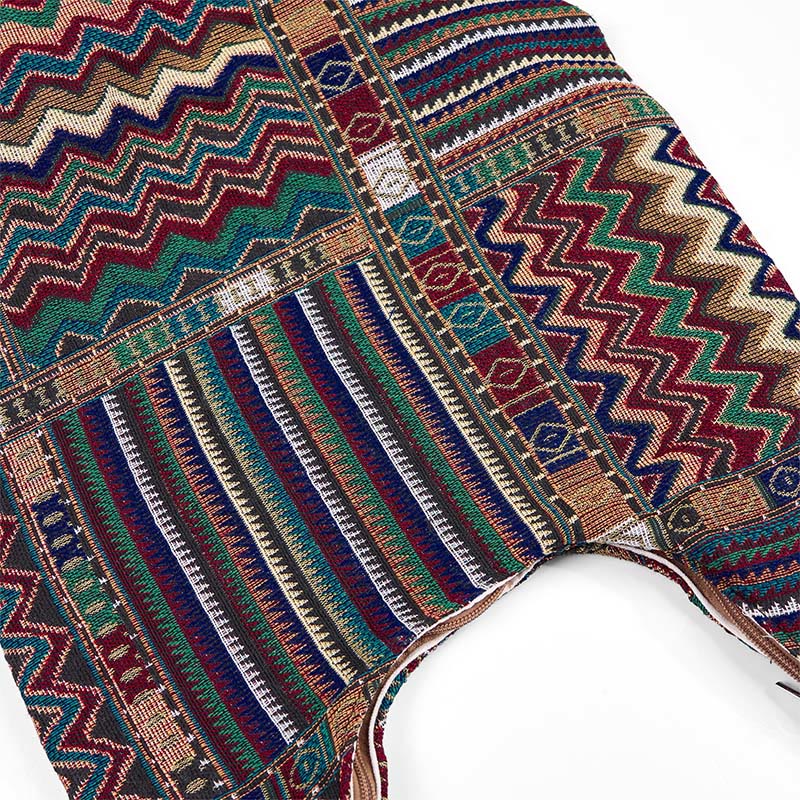 Green Brown Waves Cotton Crossbody Bag for Yoga & Daily Use