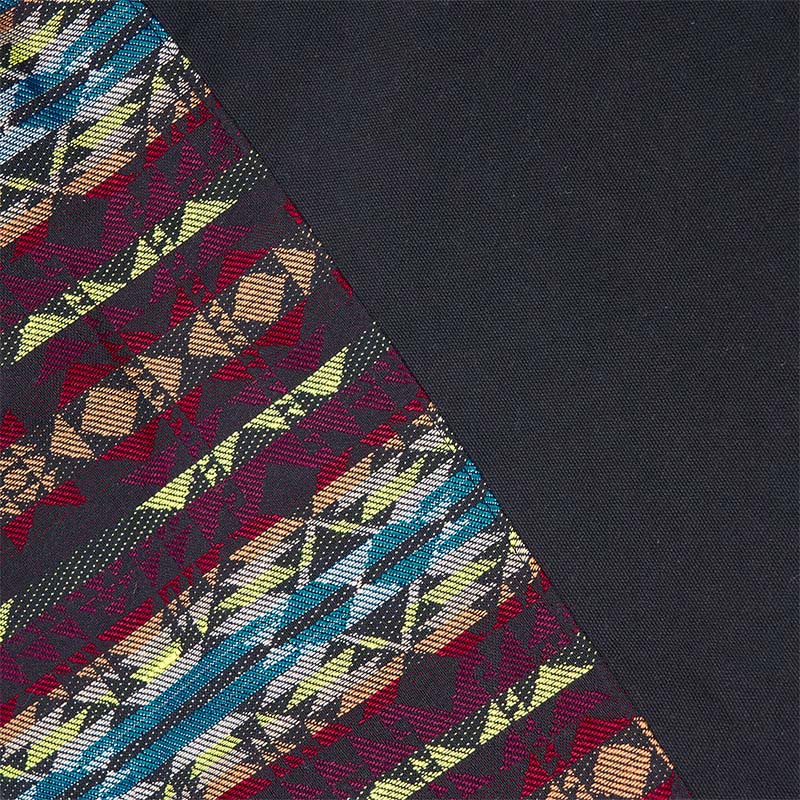 Cotton Crossbody Bag Black Red Blue Stripes Pattern