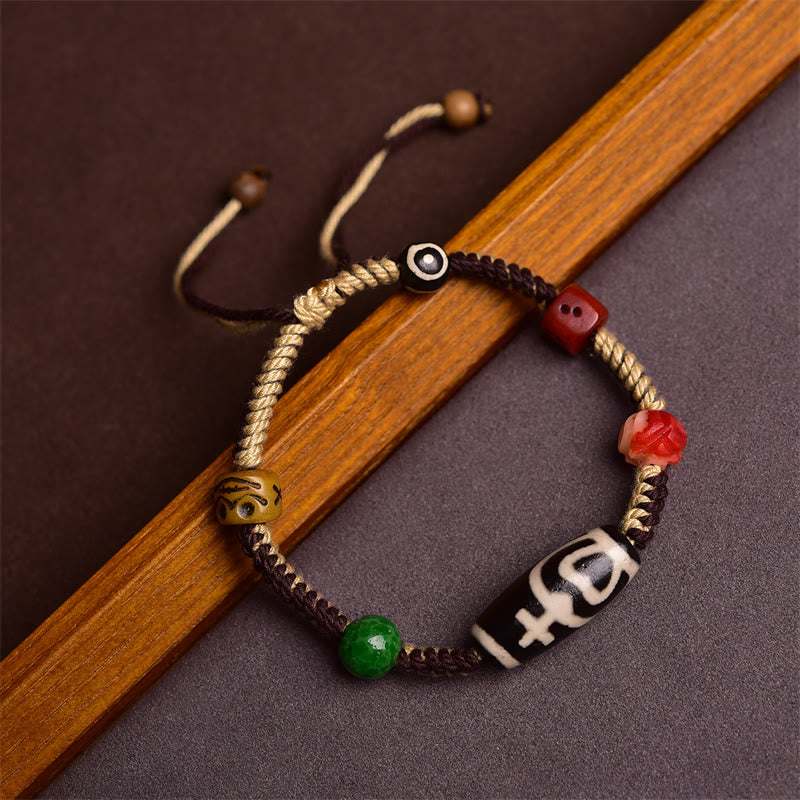 Dzi Bead Wealth Protection Bracelet 14-16cm Unisex