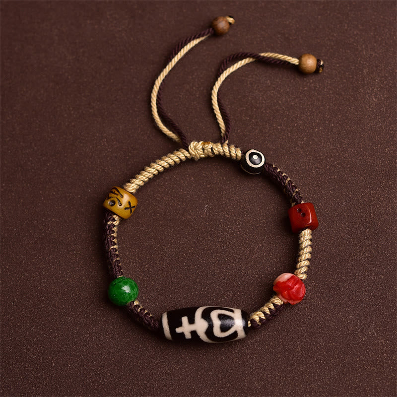 Dzi Bead Wealth Protection Bracelet 14-16cm Unisex