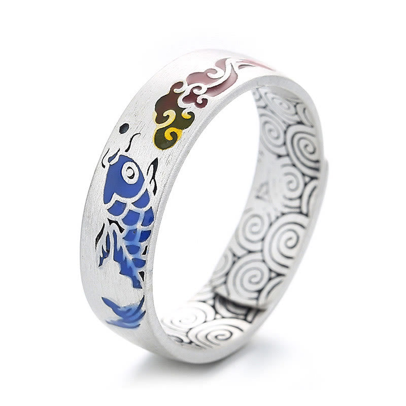 Adjustable Sterling Silver Koi Fish Ring for Prosperity & Balance