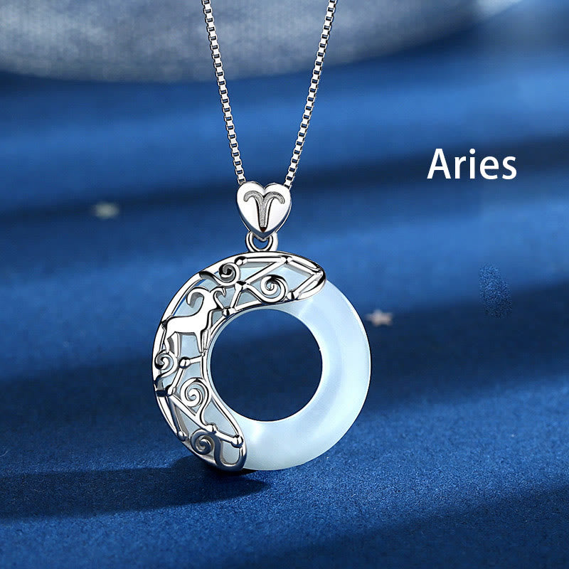 925 Sterling Silver Cat's Eye Zodiac Necklace for Love Support