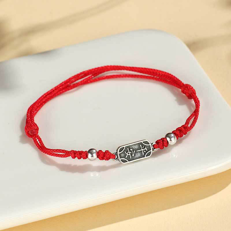 925 Sterling Silver Red String Bracelet for Peace & Joy