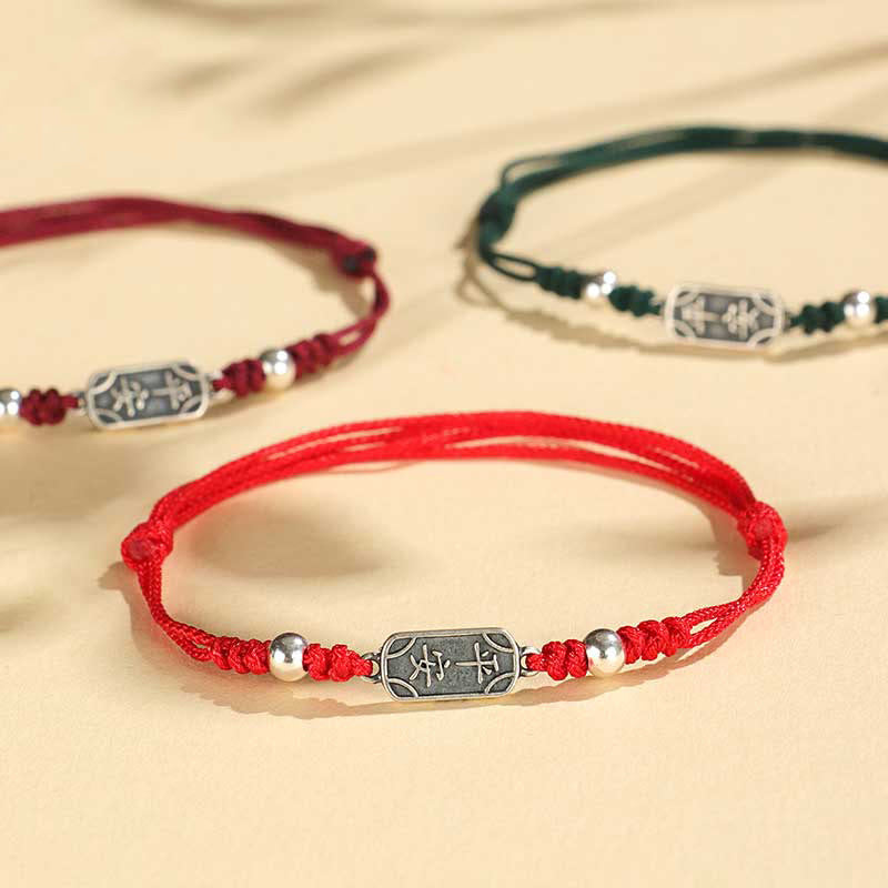 925 Sterling Silver Red String Bracelet for Peace & Joy
