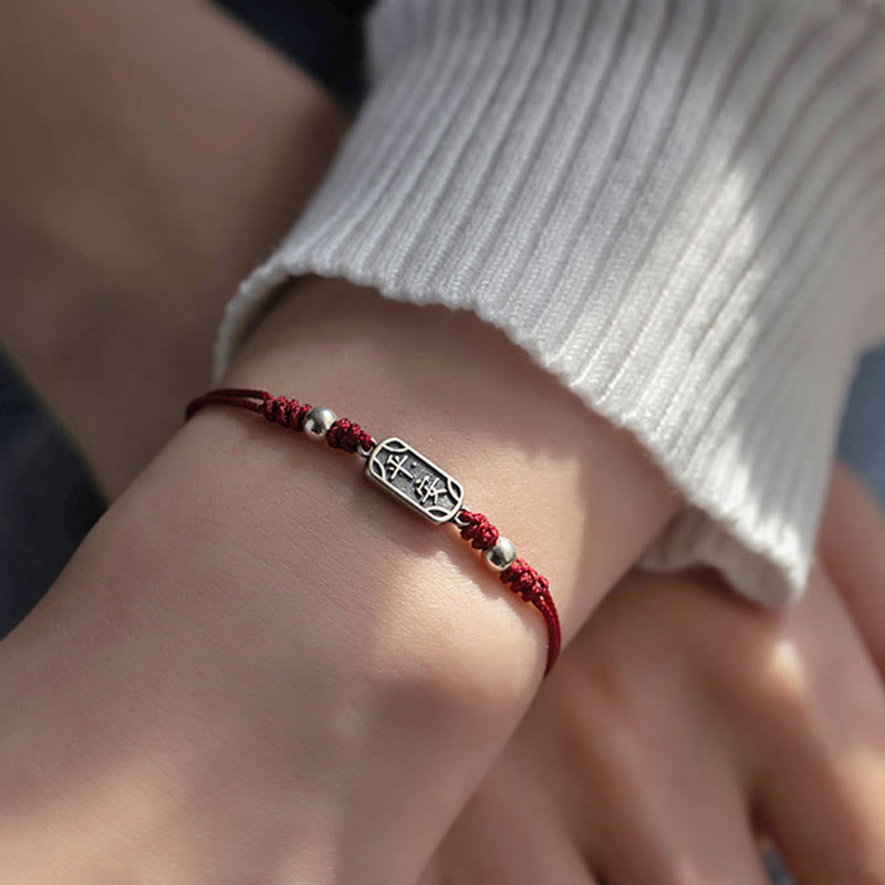 925 Sterling Silver Red String Bracelet for Peace & Joy
