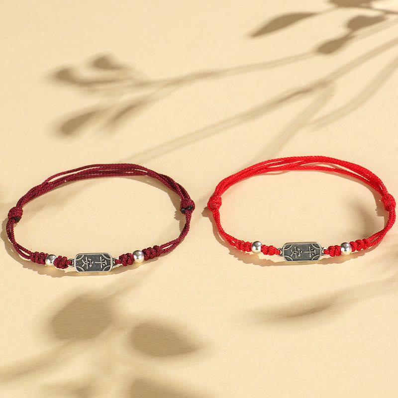 925 Sterling Silver Red String Bracelet for Peace & Joy