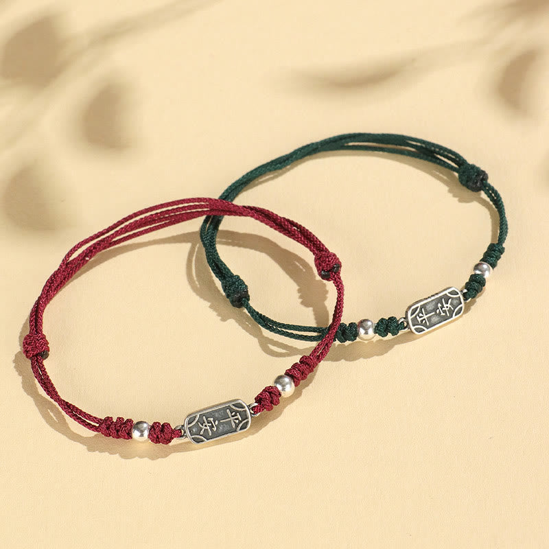 925 Sterling Silver Red String Bracelet for Peace & Joy