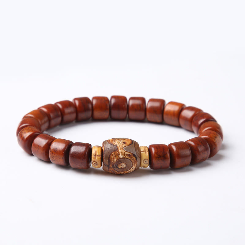 8*10mm Tibetan Yak Bone Strength Bracelet with Dzi Bead