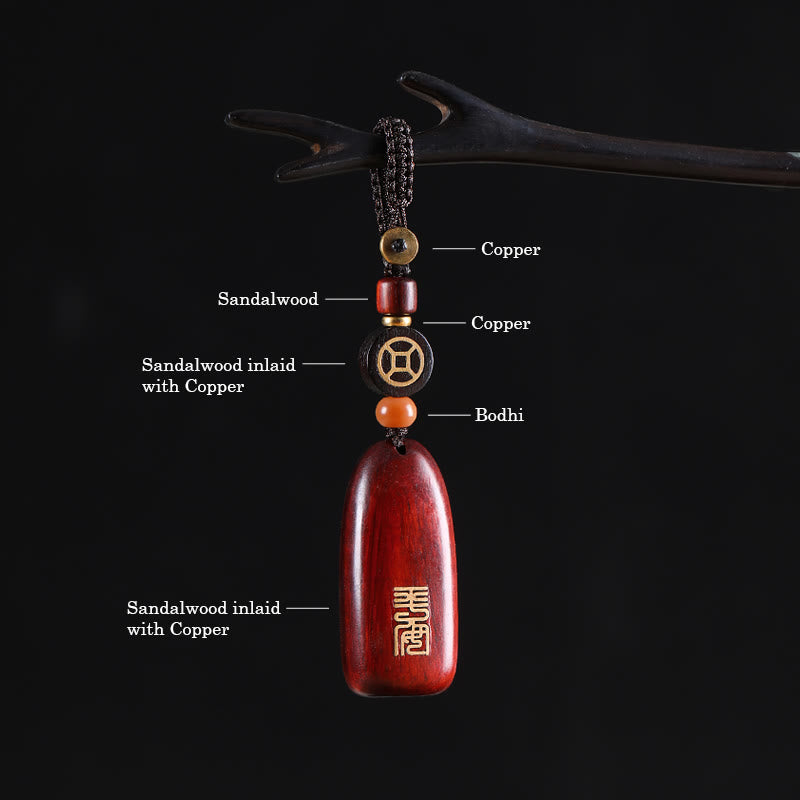 Ebony & Small Leaf Red Sandalwood Protection Key Chain