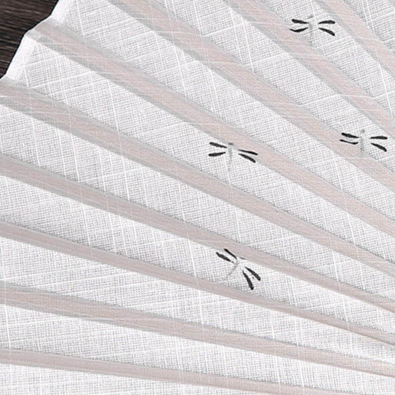 22cm Chinese Folding Fan with Golden Dragonfly Bamboo Frame