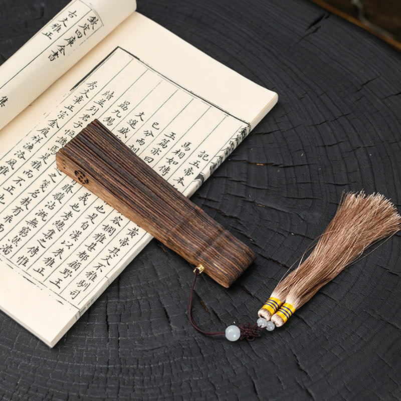 Medium Nha Trang Agarwood Folding Fan for Spiritual Protection