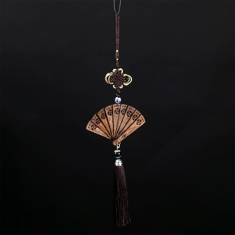 Medium Nha Trang Agarwood Folding Fan for Spiritual Protection