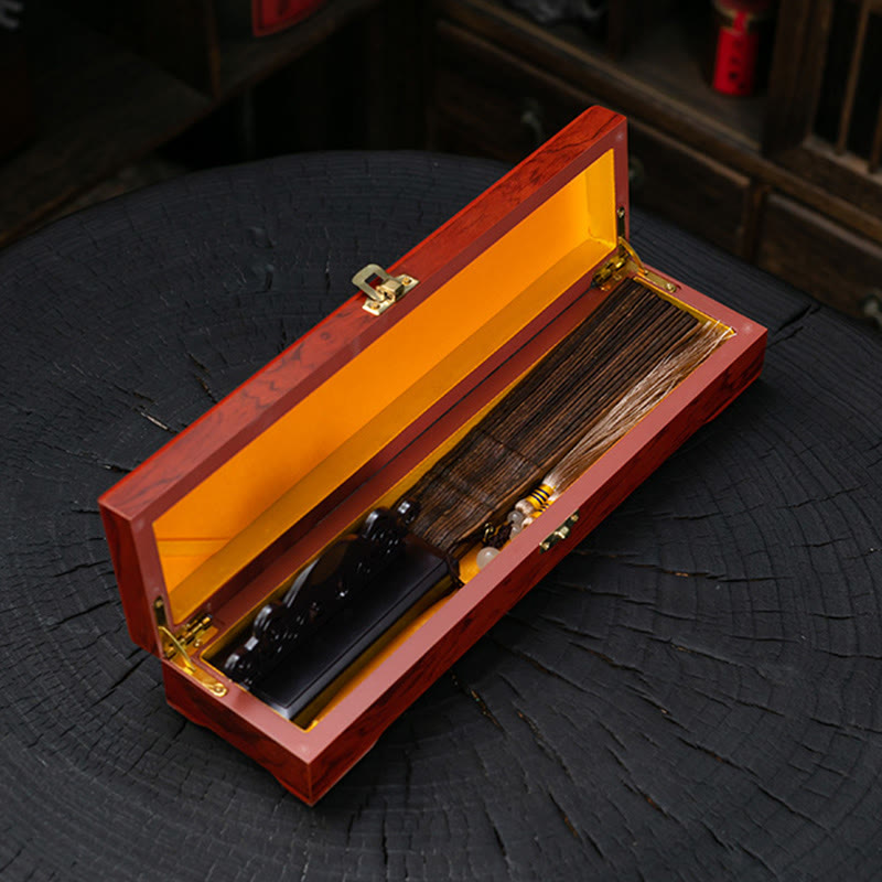 Medium Nha Trang Agarwood Folding Fan for Spiritual Protection