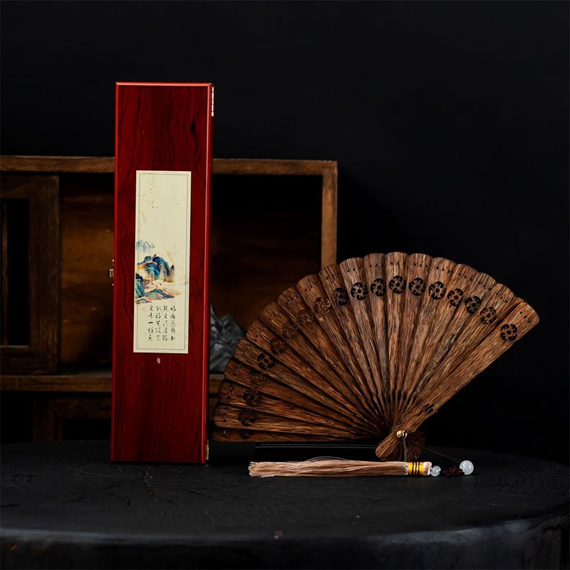 Medium Nha Trang Agarwood Folding Fan for Spiritual Protection