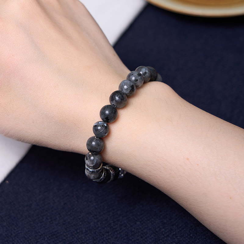 Black Glitter Stone Pixiu Power Bracelet for Wealth