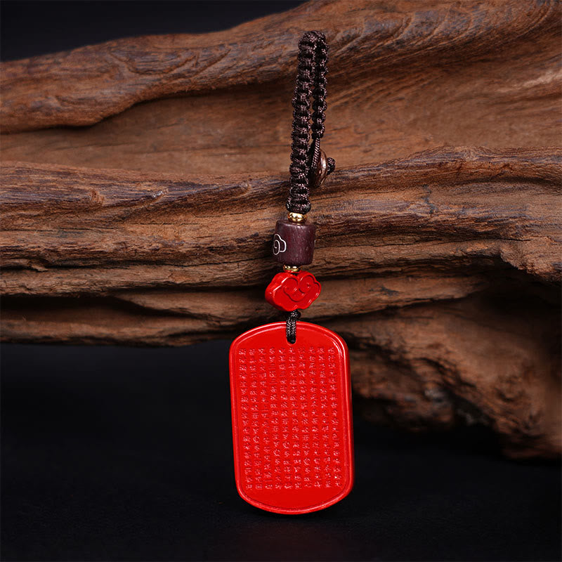 Cinnabar Heart Sutra Blessing Key Chain for Spiritual Protection