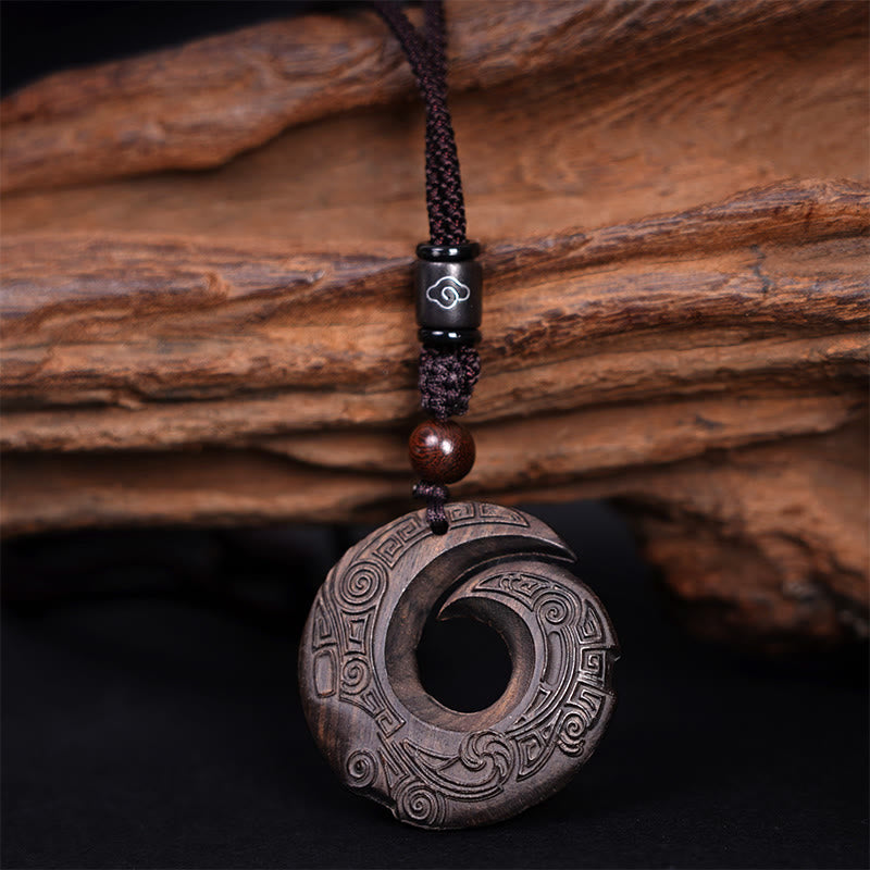 Spiritual Ebony Wood & Sandalwood Necklace for Luck & Peace