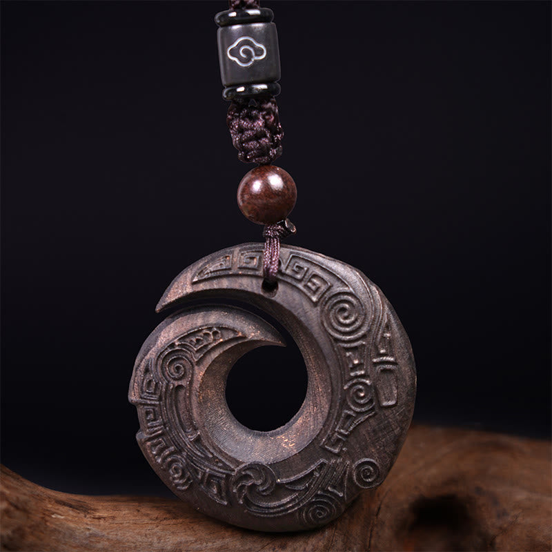 Spiritual Ebony Wood & Sandalwood Necklace for Luck & Peace