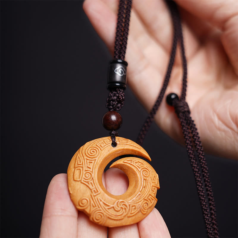 Spiritual Ebony Wood & Sandalwood Necklace for Luck & Peace