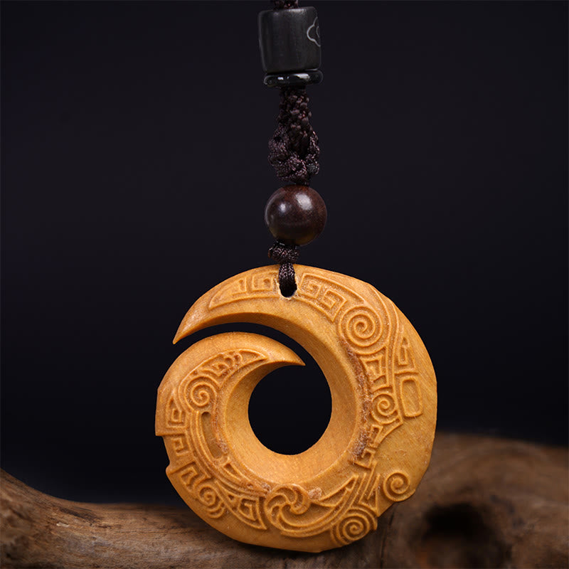 Spiritual Ebony Wood & Sandalwood Necklace for Luck & Peace