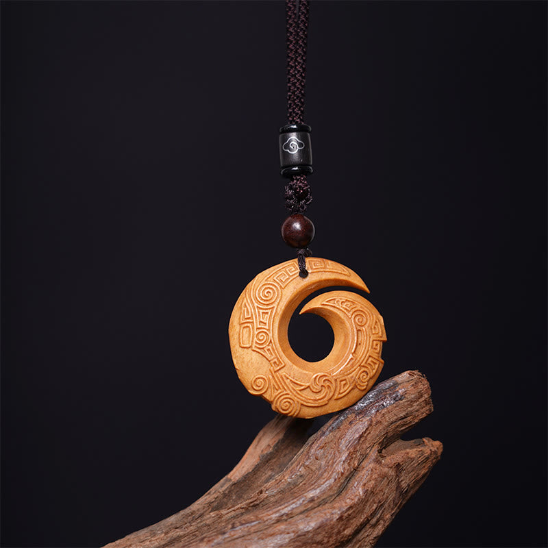 Spiritual Ebony Wood & Sandalwood Necklace for Luck & Peace