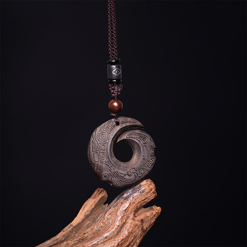 Spiritual Ebony Wood & Sandalwood Necklace for Luck & Peace