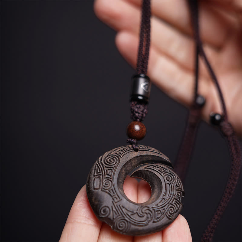 Spiritual Ebony Wood & Sandalwood Necklace for Luck & Peace