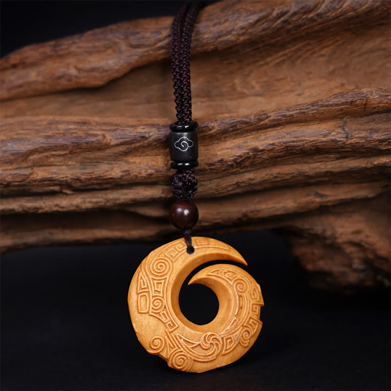 Spiritual Ebony Wood & Sandalwood Necklace for Luck & Peace