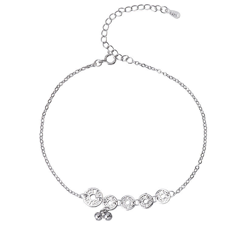 925 Sterling Silver Copper Coins Protection Anklet