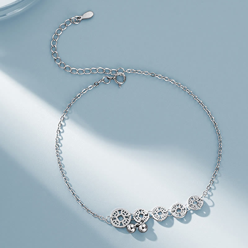 925 Sterling Silver Copper Coins Protection Anklet
