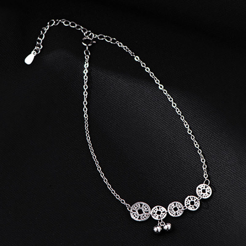 925 Sterling Silver Copper Coins Protection Anklet