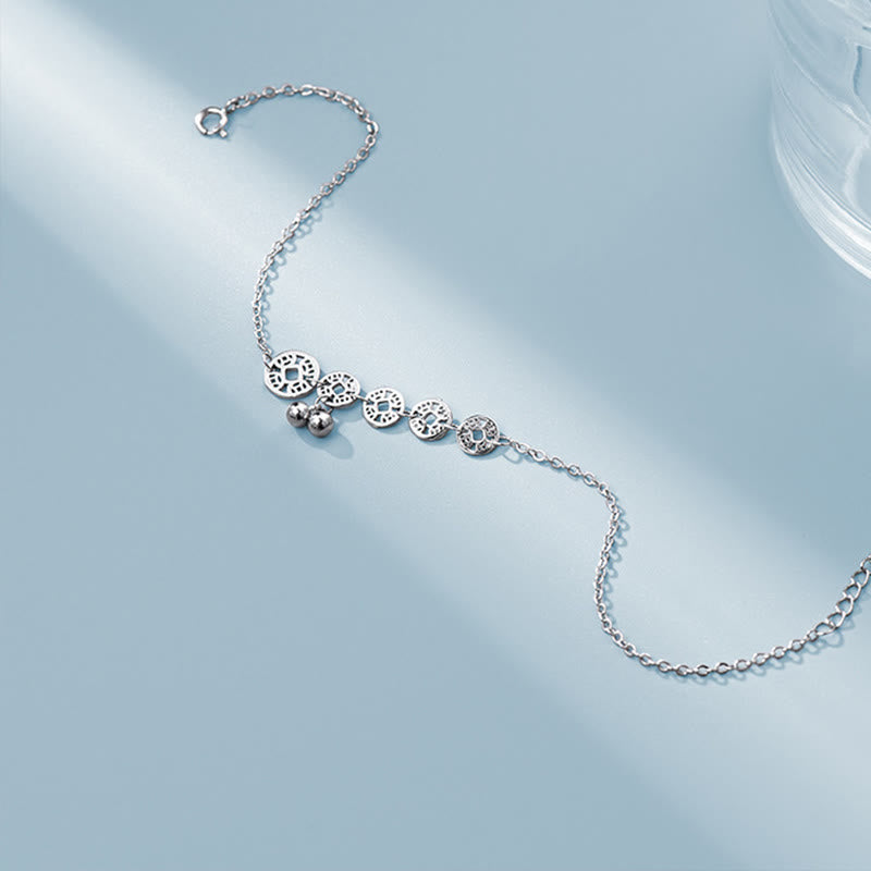 925 Sterling Silver Copper Coins Protection Anklet