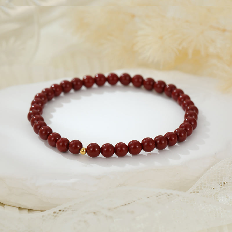 6mm Cinnabar Spiritual Blessing Anklet in 925 Silver