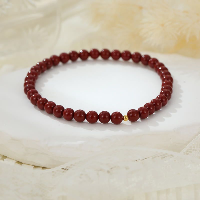 6mm Cinnabar Spiritual Blessing Anklet in 925 Silver