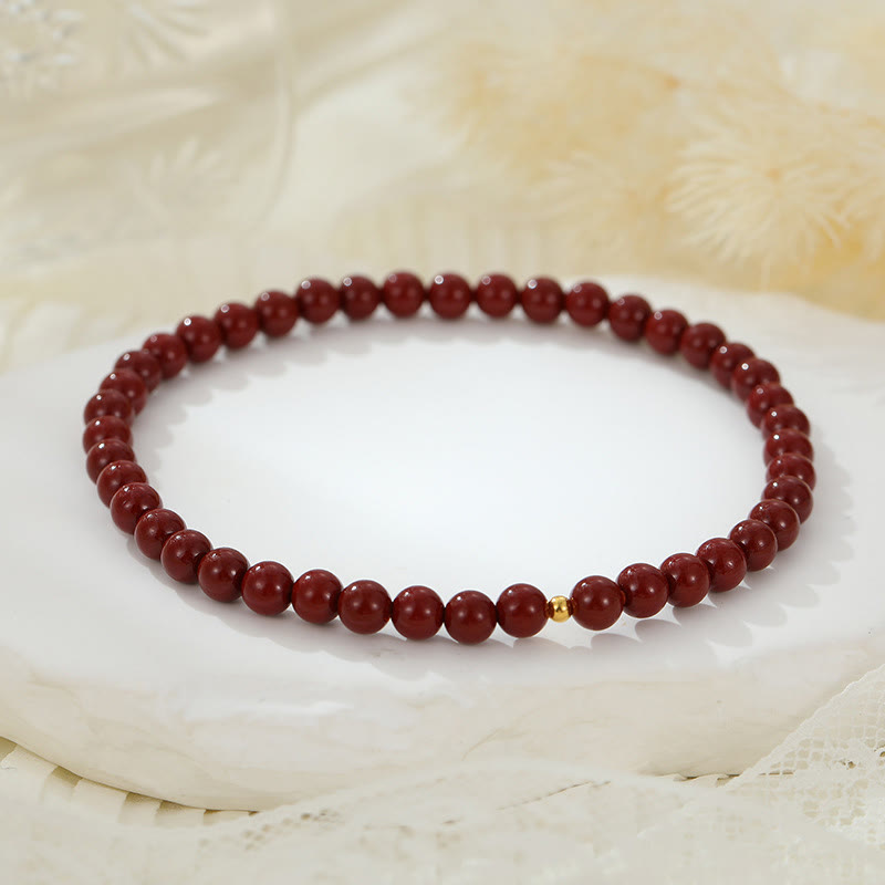 6mm Cinnabar Spiritual Blessing Anklet in 925 Silver