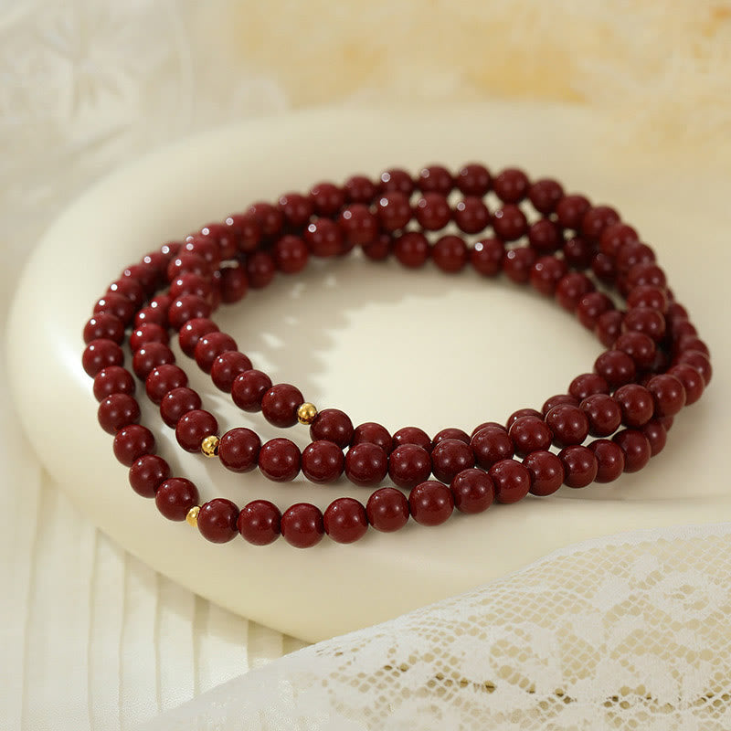 6mm Cinnabar Spiritual Blessing Anklet in 925 Silver