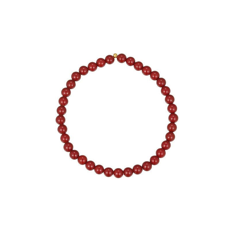 6mm Cinnabar Spiritual Blessing Anklet in 925 Silver