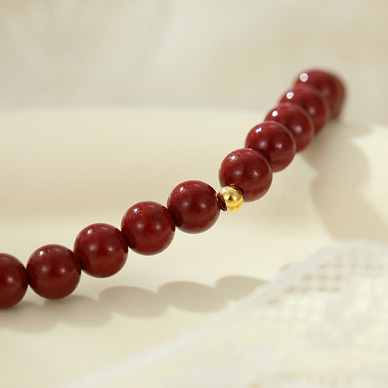 6mm Cinnabar Spiritual Blessing Anklet in 925 Silver