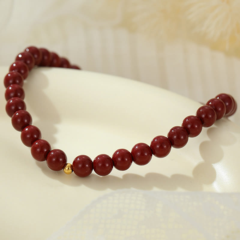 6mm Cinnabar Spiritual Blessing Anklet in 925 Silver