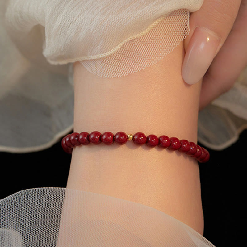 6mm Cinnabar Spiritual Blessing Anklet in 925 Silver