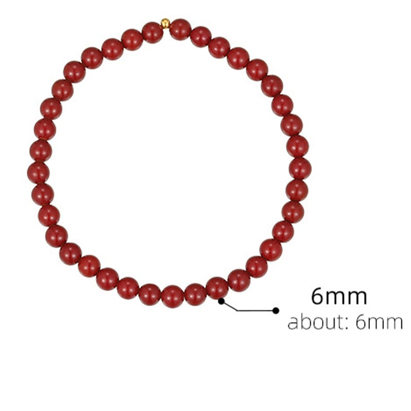 6mm Cinnabar Spiritual Blessing Anklet in 925 Silver