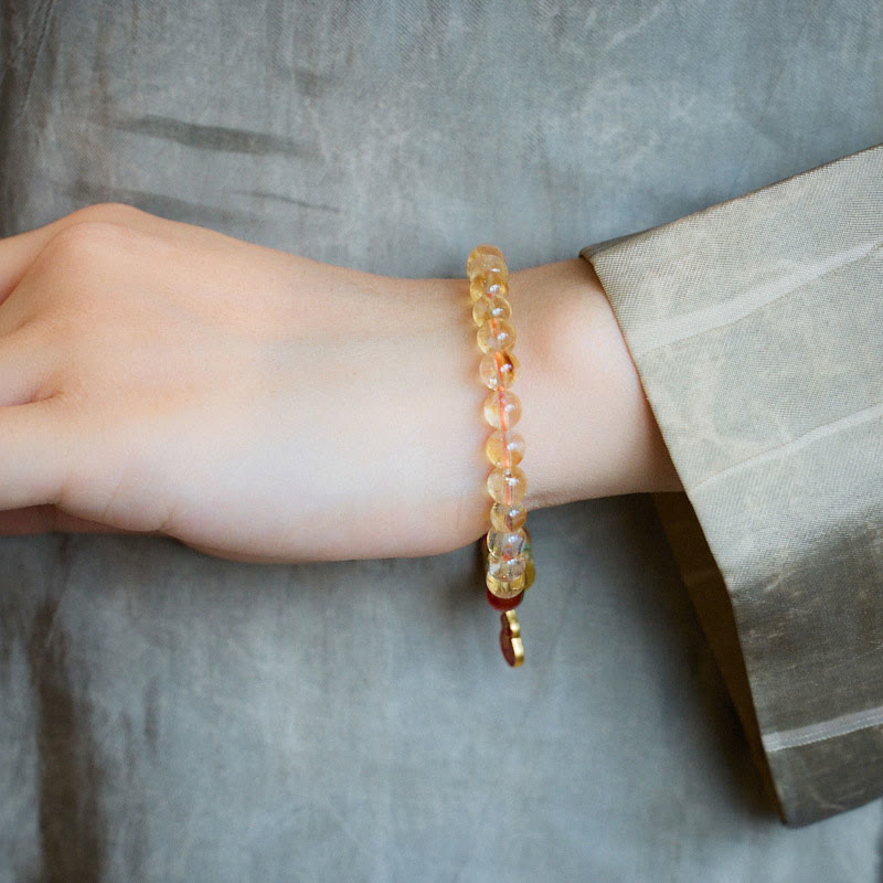 6mm Citrine Crystal Protection Bracelet for Spiritual Balance