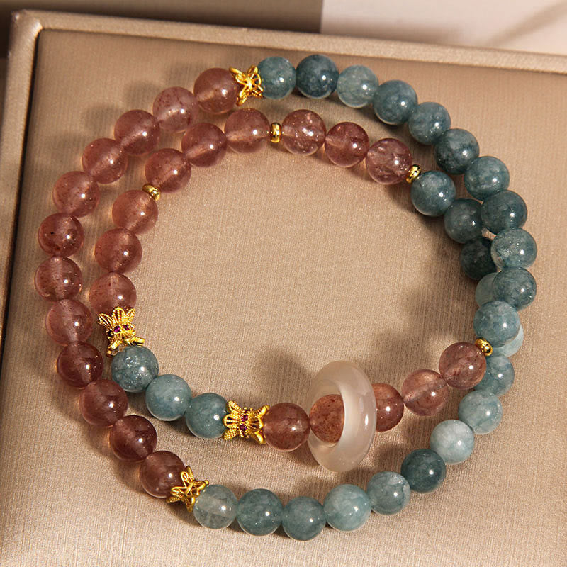 8mm Jade & Strawberry Quartz Abundance Luck Bracelet
