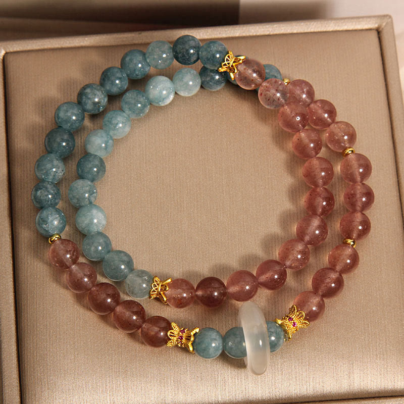 8mm Jade & Strawberry Quartz Abundance Luck Bracelet