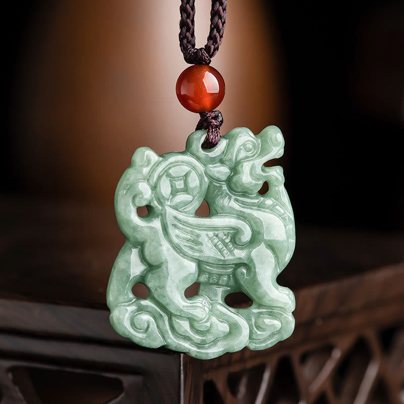 Jade PiXiu Necklace for Wealth and Luck Spiritual Protection
