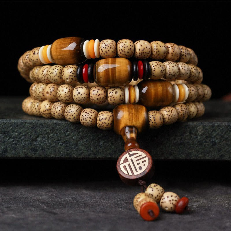 108 Beads Bodhi Seed Tiger Eye Bracelet for Spiritual Peace