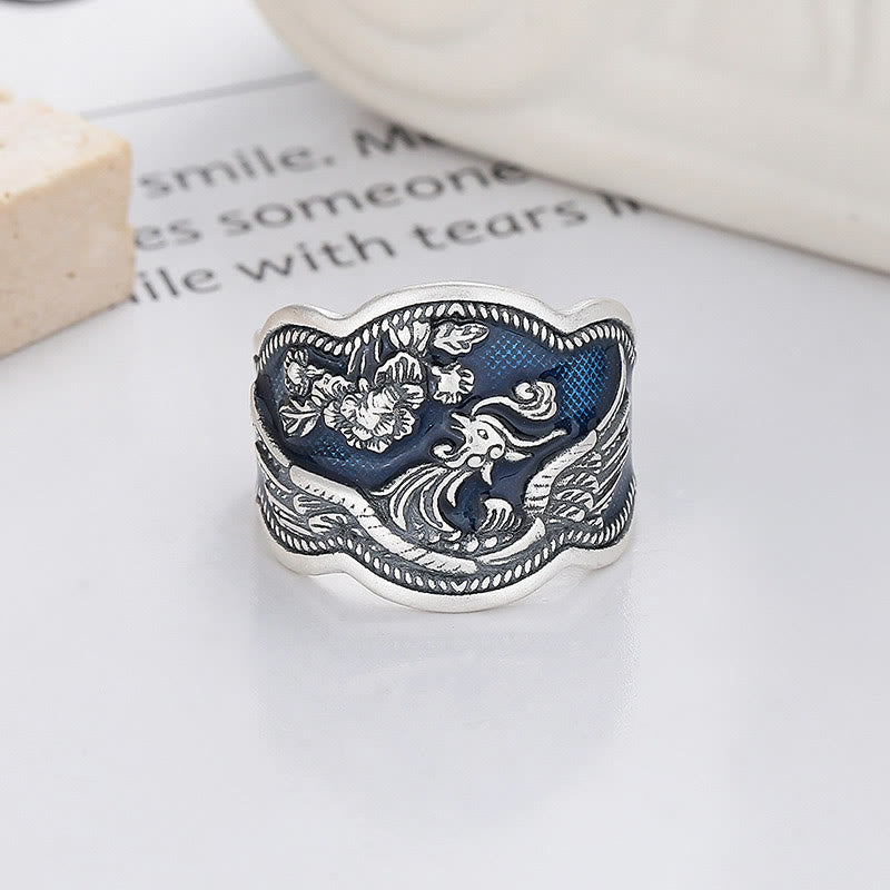 Adjustable 925 Sterling Silver Phoenix Luck Ring