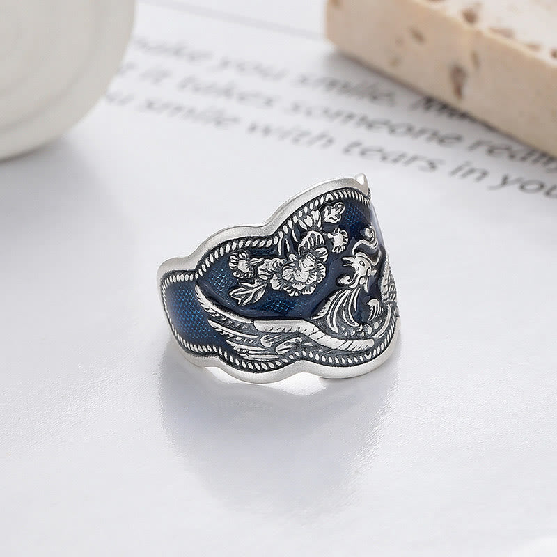 Adjustable 925 Sterling Silver Phoenix Luck Ring