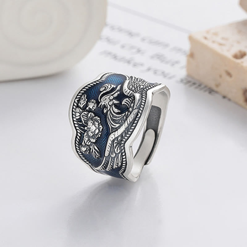 Adjustable 925 Sterling Silver Phoenix Luck Ring