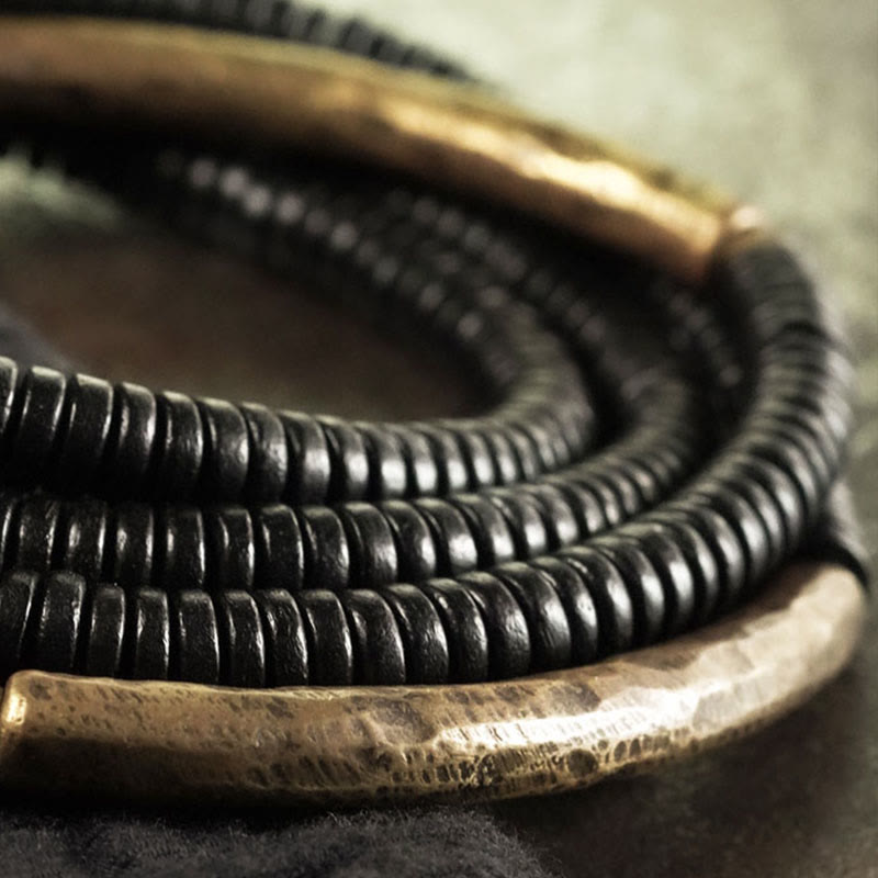 Unisex Ebony Wood Multilayered Peace Bracelet 16cm